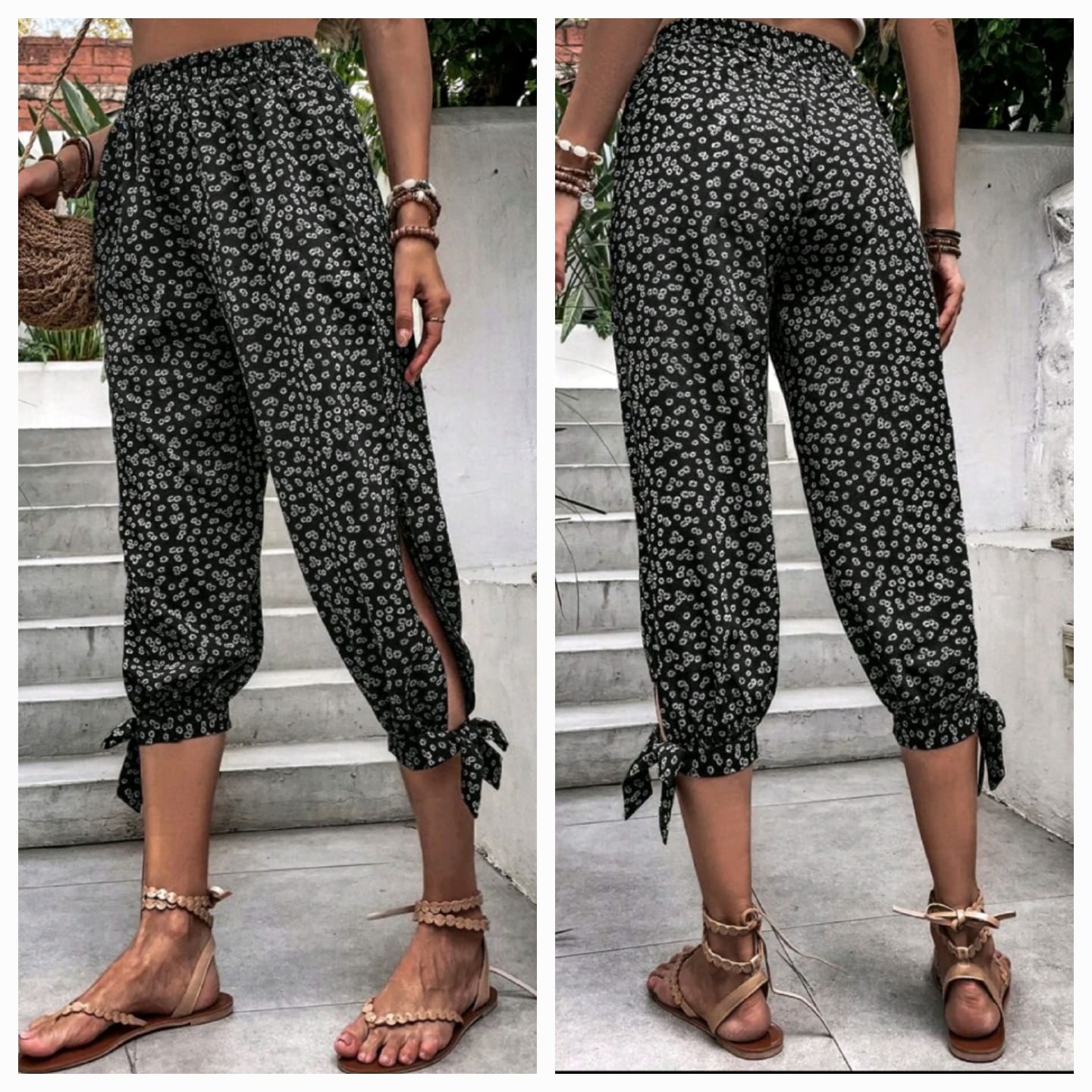 BC281 Knot hem pants black/white Blossom & Bloom